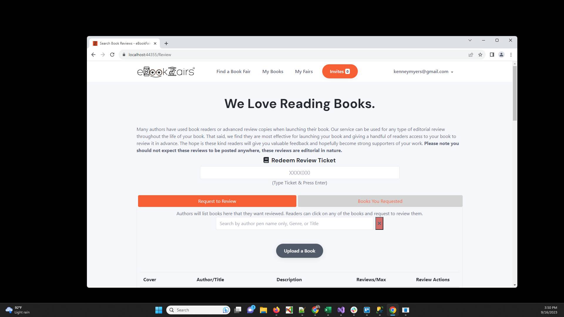 Click the "Upload a Book" button