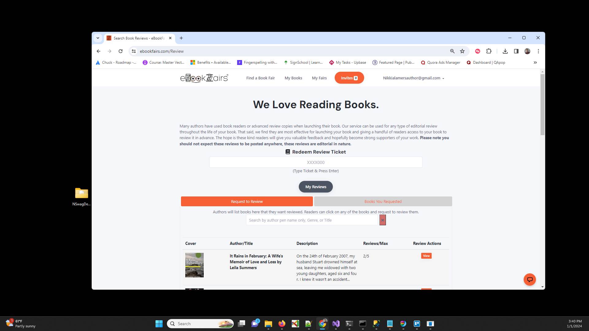 Click "My Reviews" to quickly get to your reviews. It is also possible there will be a dropdown shown here by book. Either way you can get to your reviews quickly by the button or dropdown at this location.