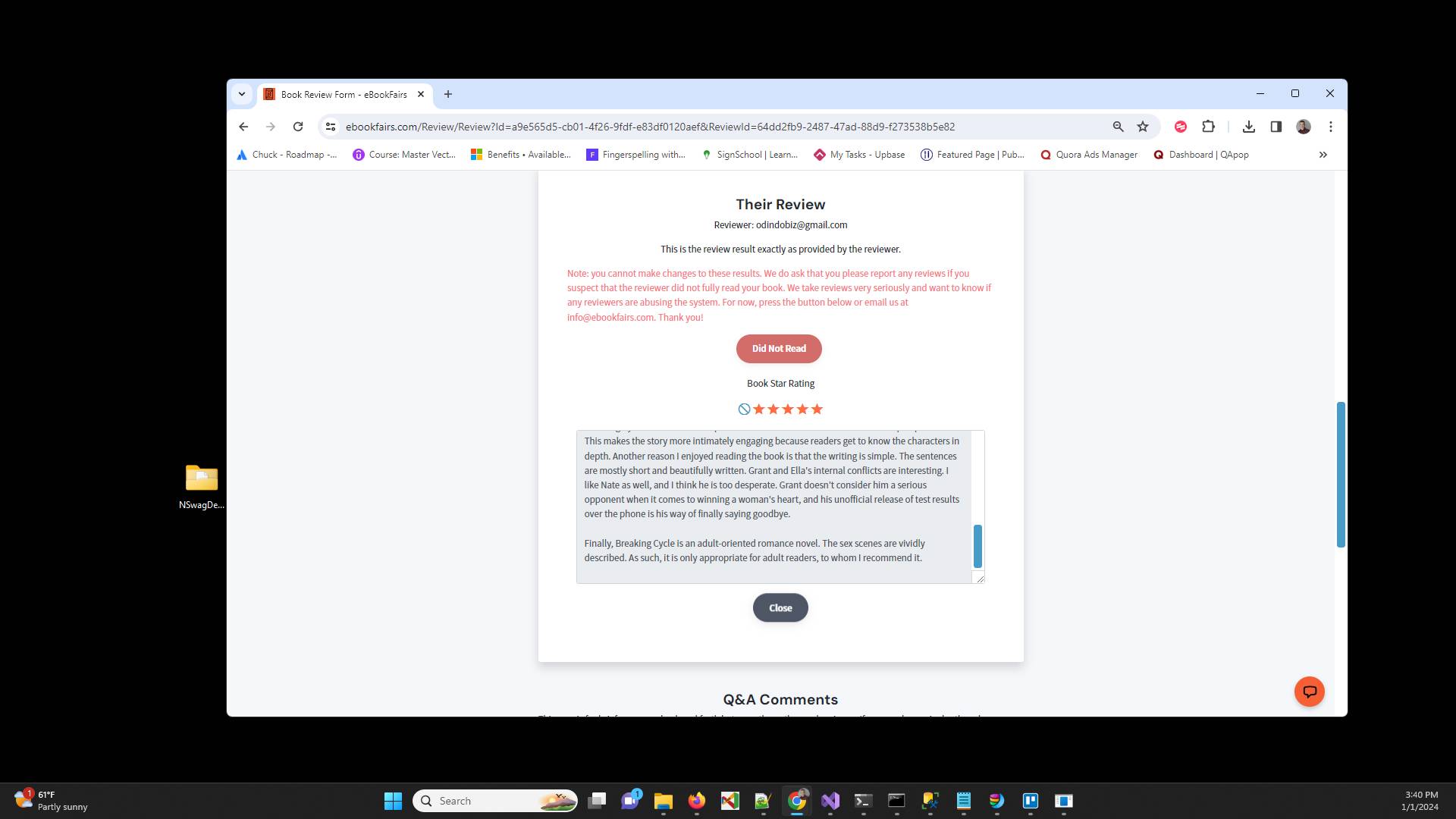 Click "Close" to close this page.