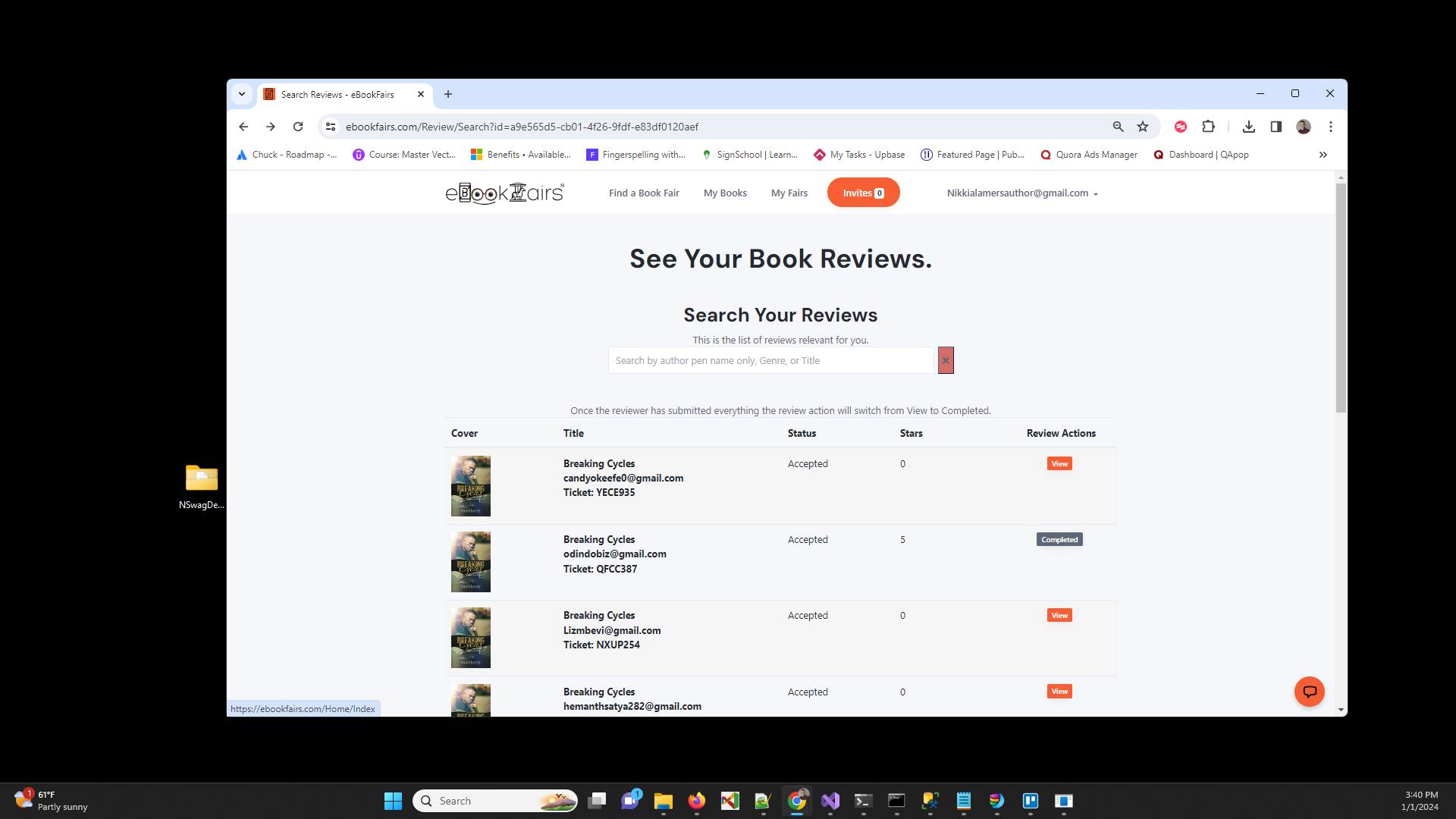 Click "logo" to get back to the homepage so we can show you the second way to get to your reviews.