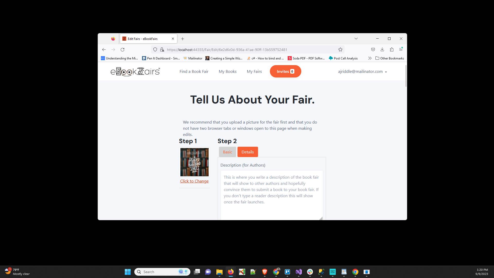 Click "Click to Change " to change the fair image