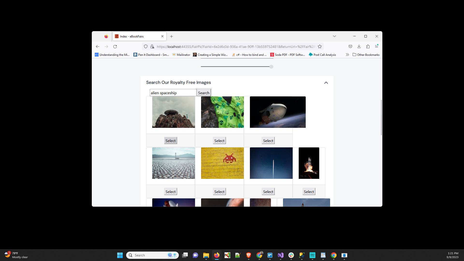 Click "Select" on one of the images
