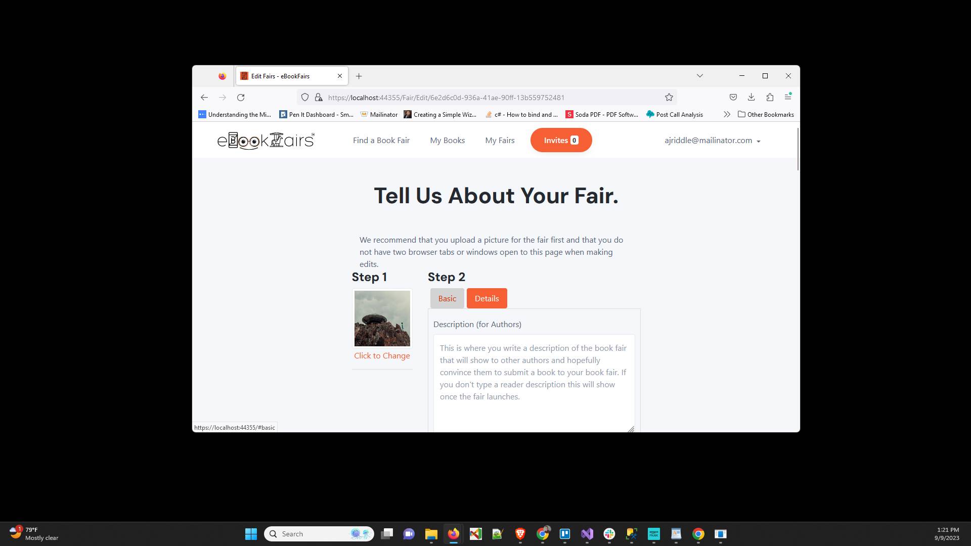 You are done. You now have a book fair that is ready for authors to submit their books to