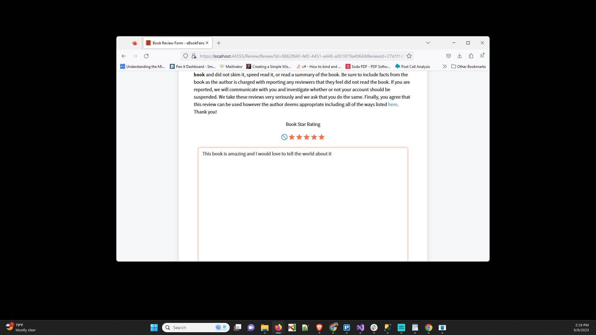 Then type your review into the review editor