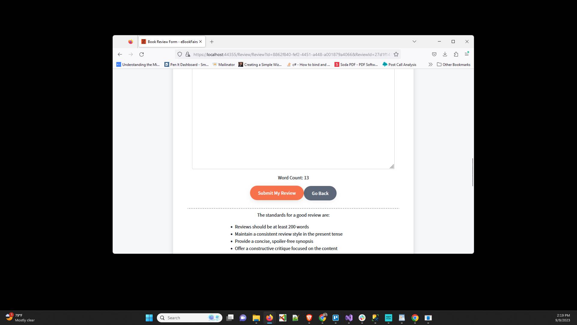 Click "Submit My Review"