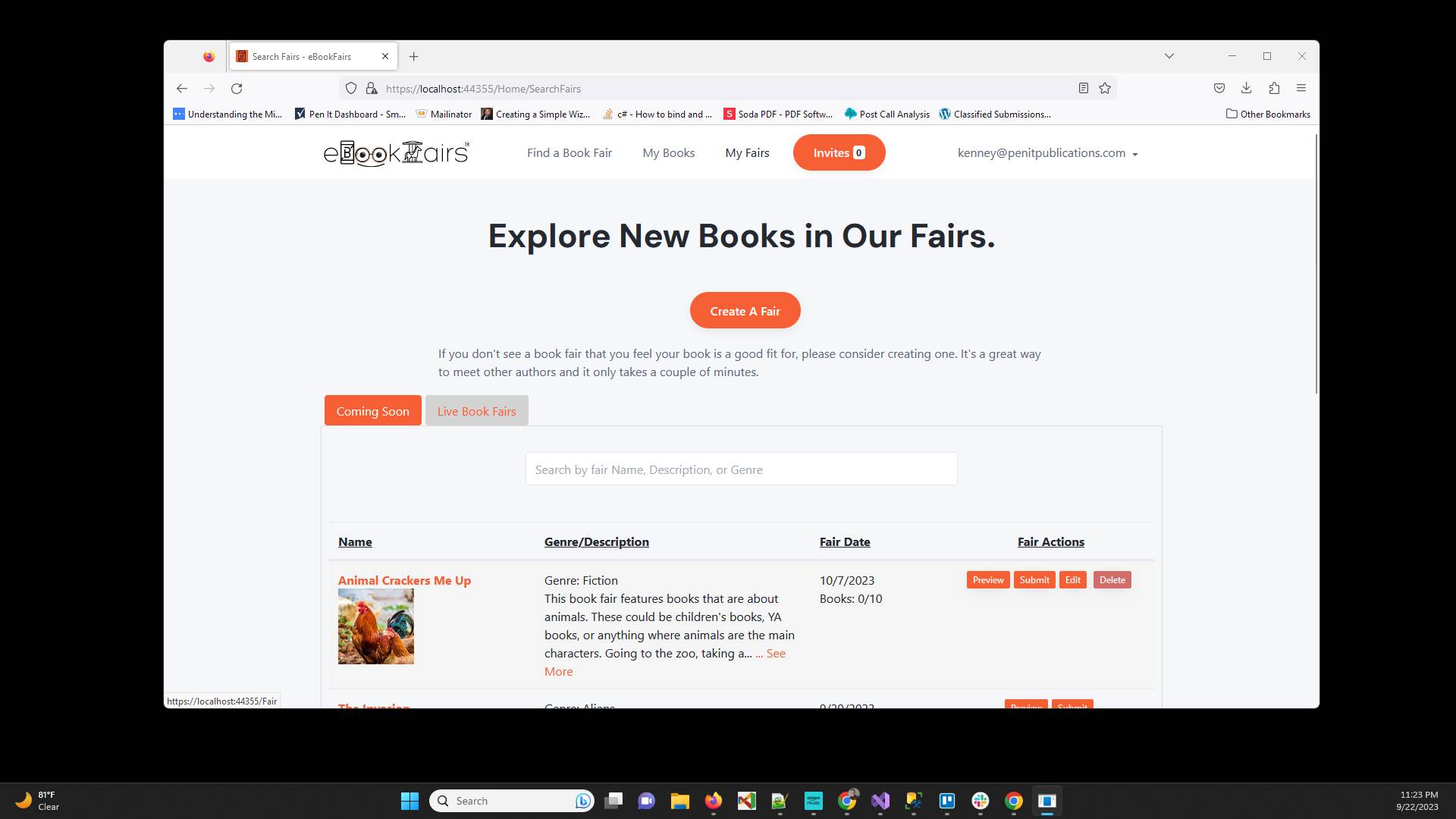 Click on "My Fairs" in the top menu