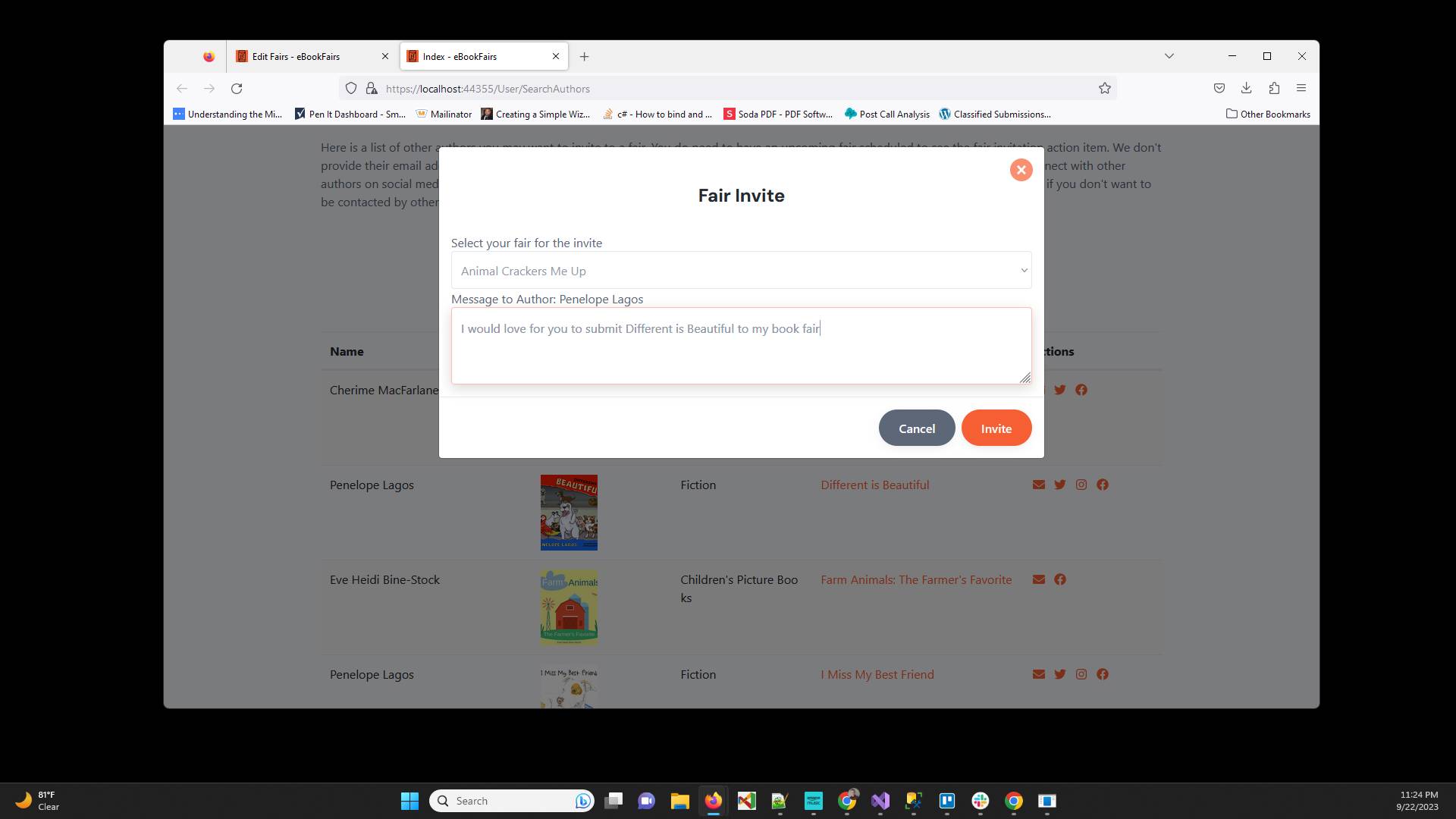 Type a message to the author that you think will convince them to join your fair