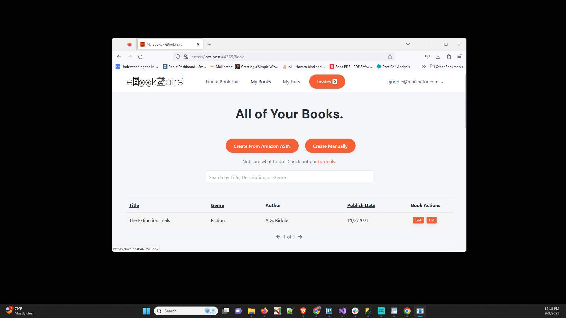 Click "My Books " from the top menu