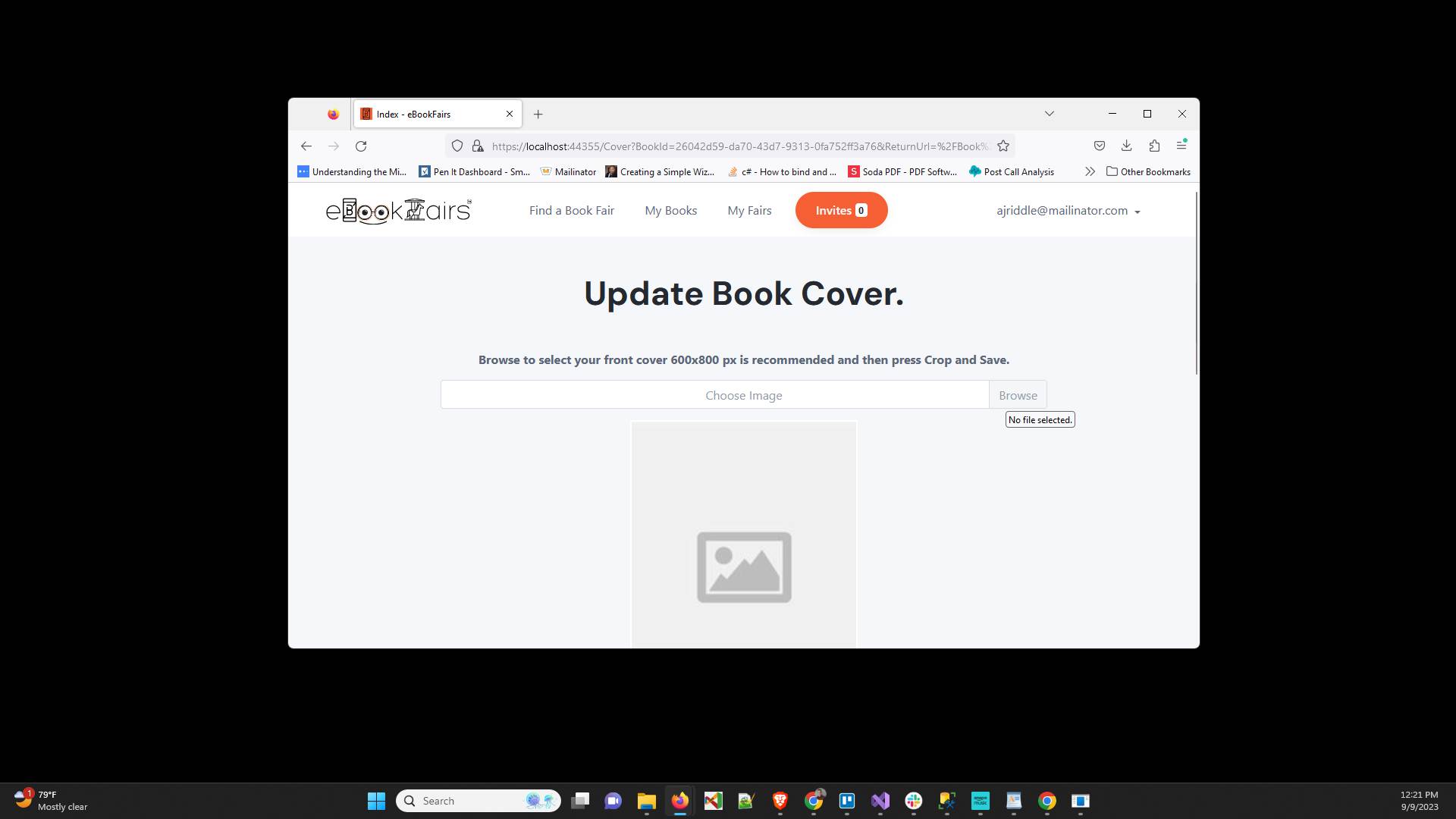 Click "Browse" to find the front cover on your device