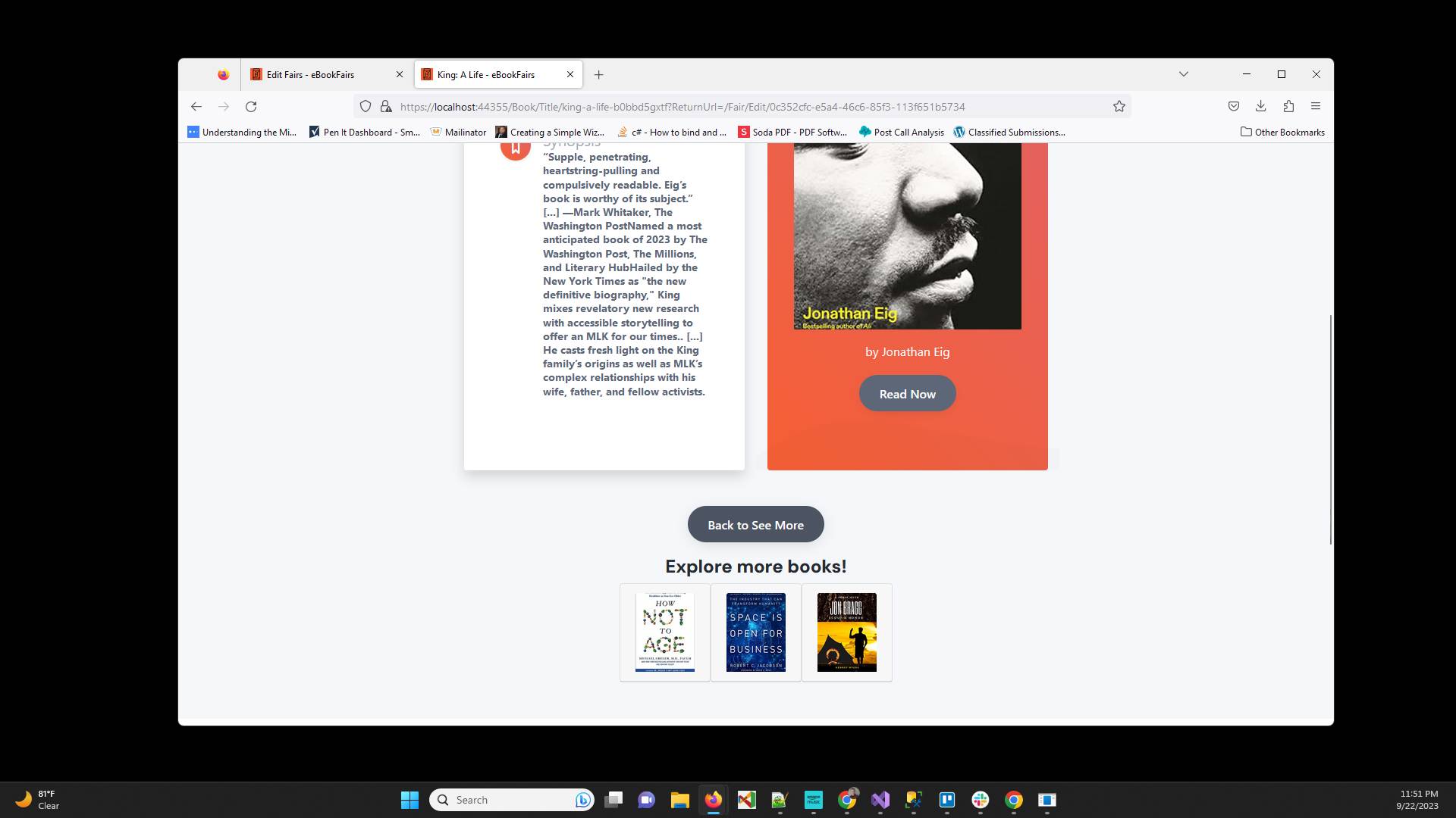 After you are done reviewing the book click on "Back to See More"