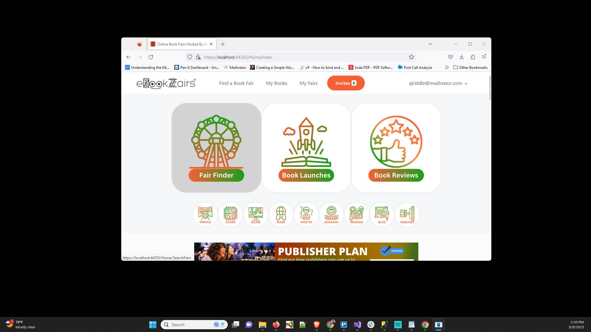Click "Fair Finder" on your homepage or
