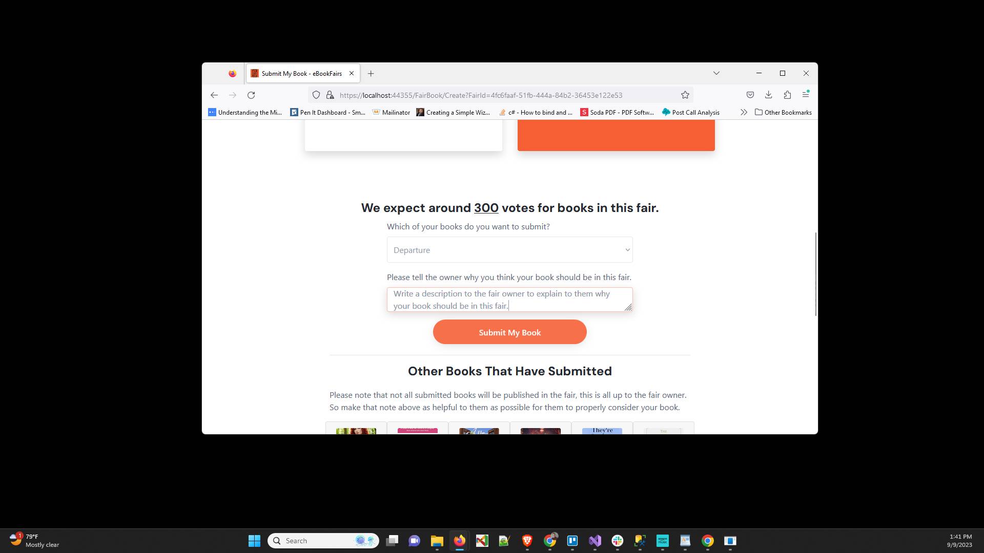 Click "Submit My Book" and then you wait for the fair owner to accept or reject your book